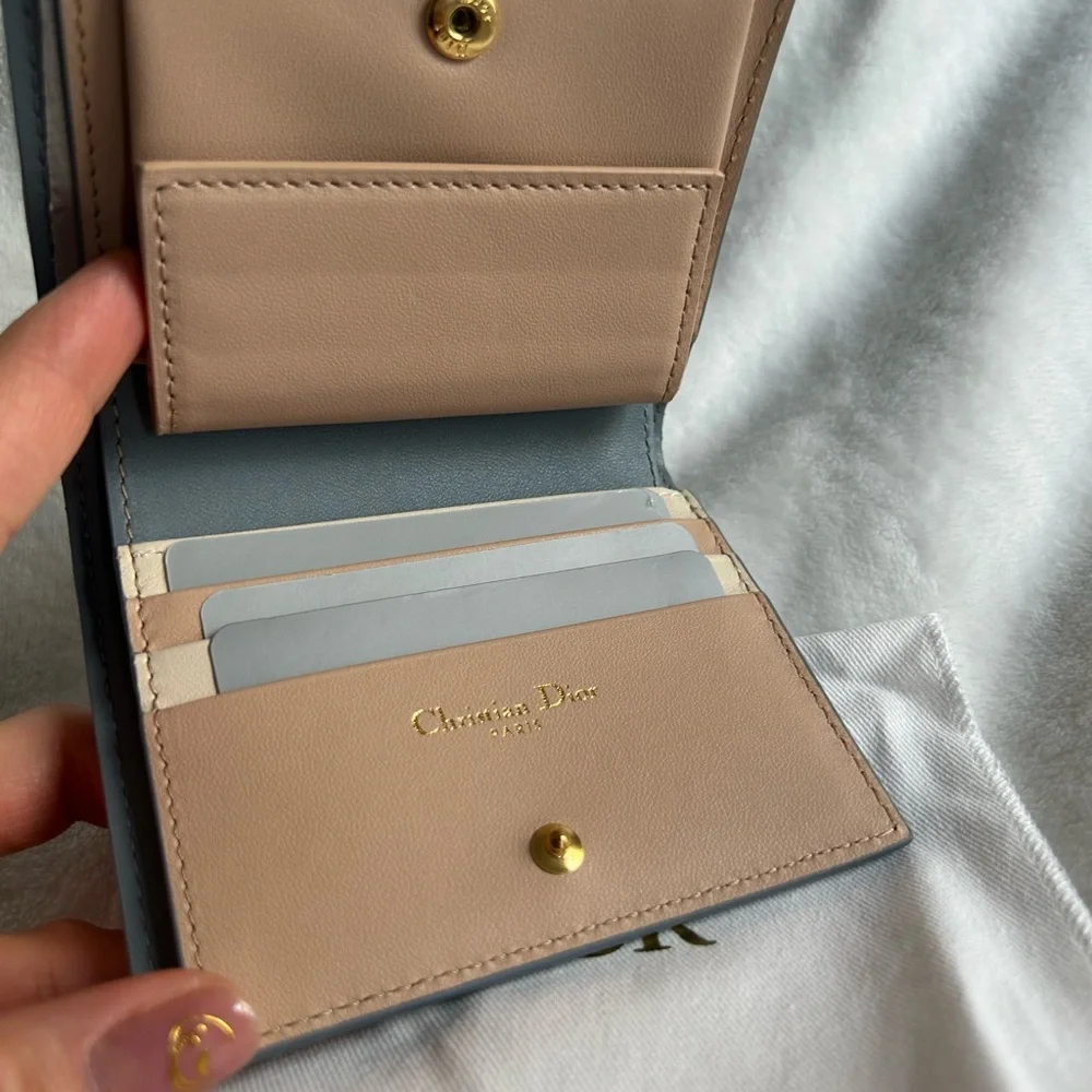 Dior Quilted Wallet in Gray with Gold Accent